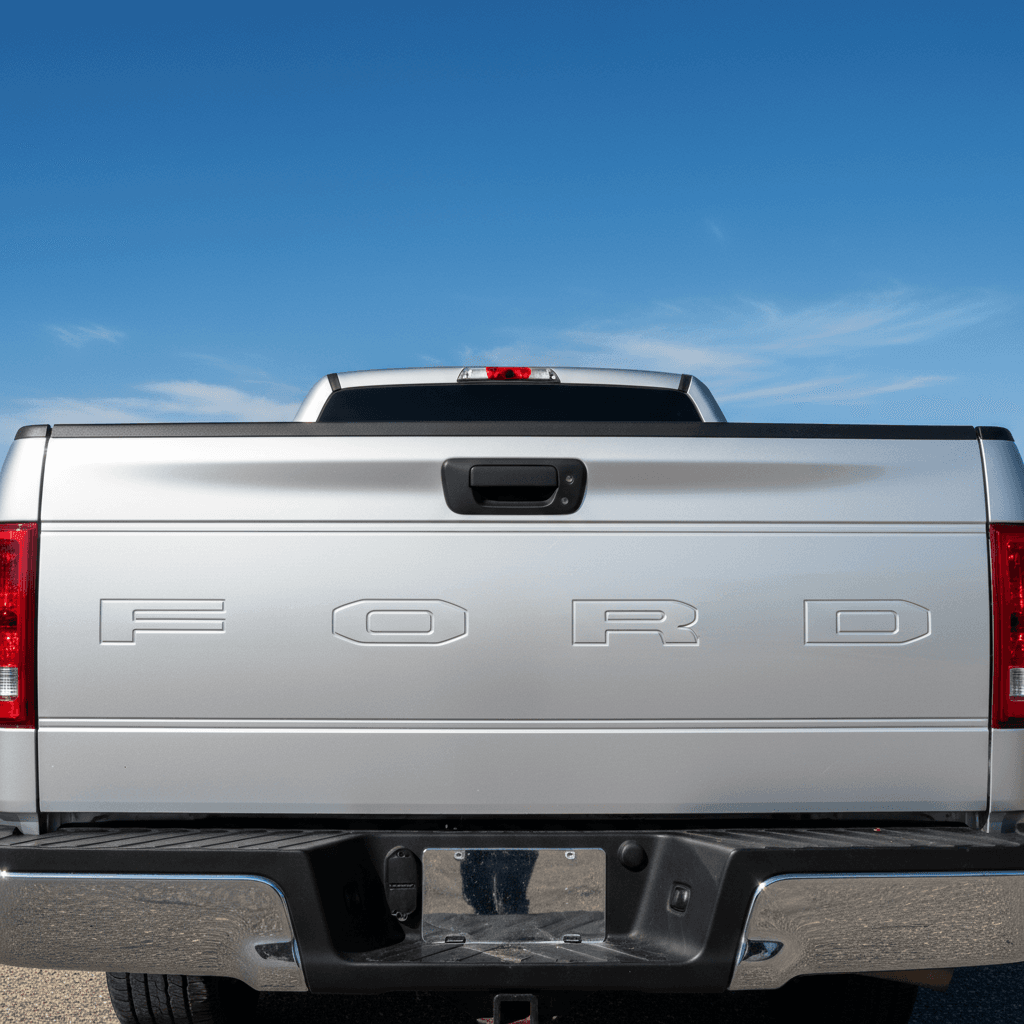 Silver pickup truck detail